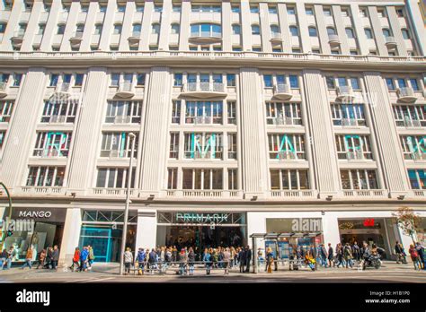 Primark Shopping center. Gran Via street, Madrid, Spain Stock Photo ...