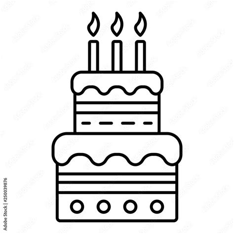 Birthday cake with candles icon. Outline birthday cake with candles ...