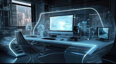 Futuristic Office With Desk Background, 3d Rendering Futuristic ...