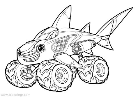 Blaze and the Monster Machines Coloring Pages Shark Truck - XColorings ...