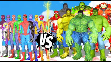 SPIDER MAN COLORFUL TEAM VS HULK TEAM - SUPERHEROES EPIC BATTLE - YouTube