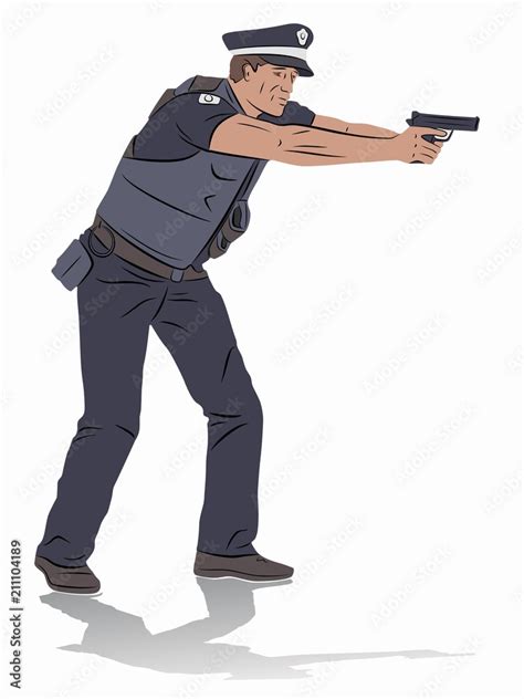 Policeman With Gun Drawn