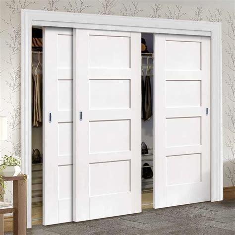 Bespoke Shaker 4 Panel 3 Door Maximal Wardrobe and Frame Kit - White ...