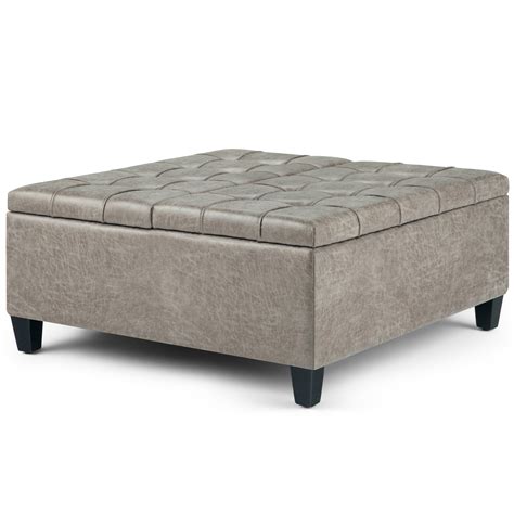 Brooklyn + Max Blake 36 inch Wide Traditional Square Storage Ottoman in ...