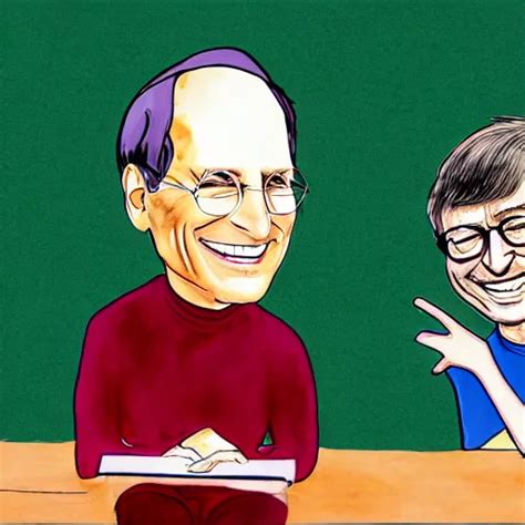 Steve Jobs and Bill Gates laughing at an interview, | Stable Diffusion ...