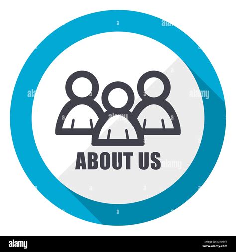 About us blue flat design web icon Stock Photo - Alamy