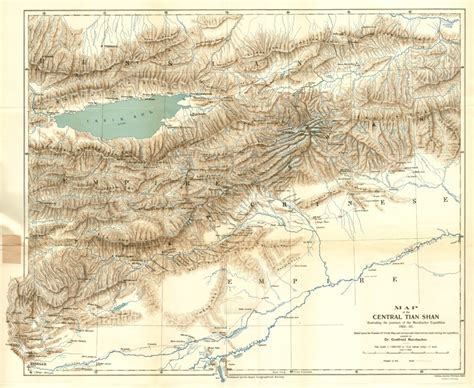 Map : Central Tian Shan Mountains, illustrating the 1902-3 Merzbacher ...