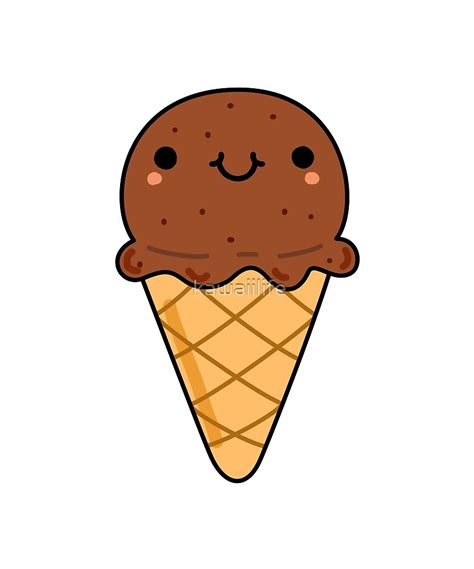 Kawaii Chocolate Ice Cream Cone Sticker by kawaiilife in 2021 | Ice ...