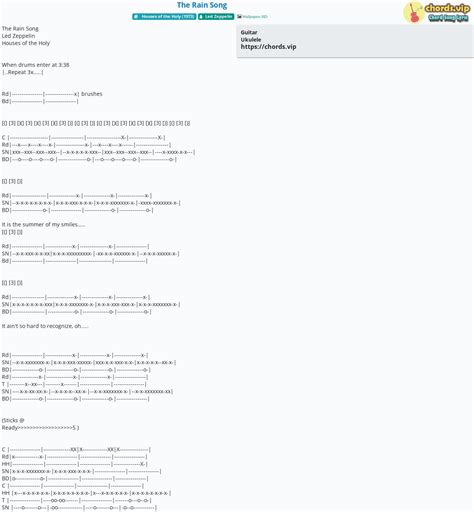 Chord: The Rain Song - tab, song lyric, sheet, guitar, ukulele | chords.vip