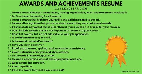 10 Tips To List Awards and Achievements on Resume - CareerCliff