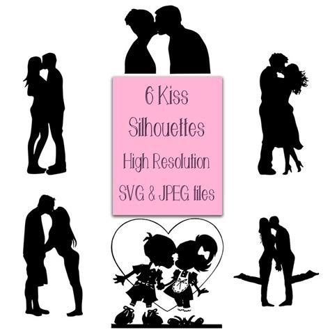 Kiss Clip Art kissing couple silhouette 6 SVG JPG Images | Etsy in 2021 ...