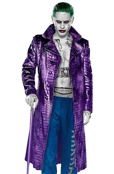 Men's Joker Jared Leto Costume Crocodile Pattern Trench Coat 2XS to 3XL ...