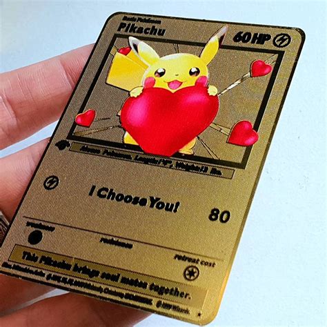 Pikachu I Choose You Gold Pokemon Card Custom Metal Card | Etsy UK