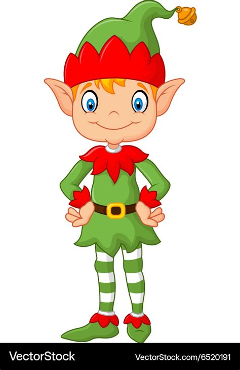 Cartoon cute christmas elf posing Royalty Free Vector Image