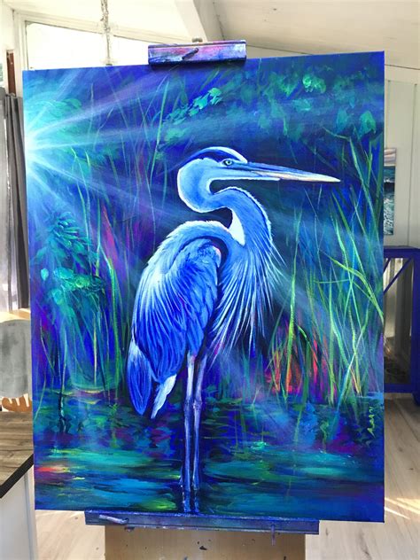 Blue Heron, acrylic painted by Joni Young. Gabriola Island, Canada ...