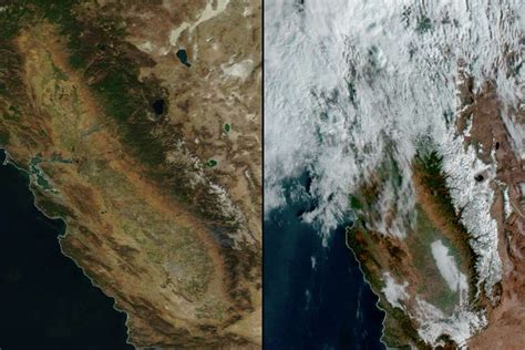 Satellite photos show dramatic change after atmospheric river hits ...