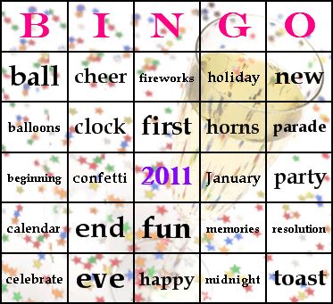 New Years Bingo Cards