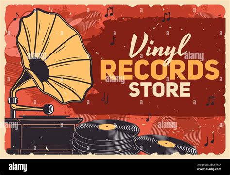 Music store, gramophone vinyl records and retro music shop vector ...