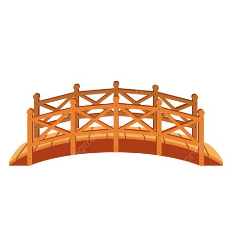 Brown Wooden Bridge Vector Illustration, Bridge, Wooden Bridge, Cartoon ...