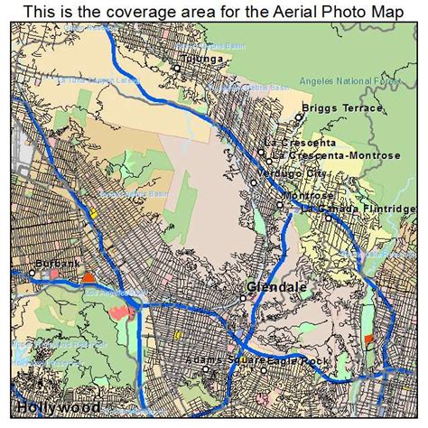 Aerial Photography Map of Glendale, CA California