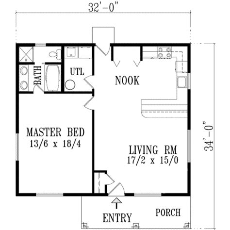 Ranch Style House Plan - 1 Beds 1 Baths 896 Sq/Ft Plan #1-771 | การ ...