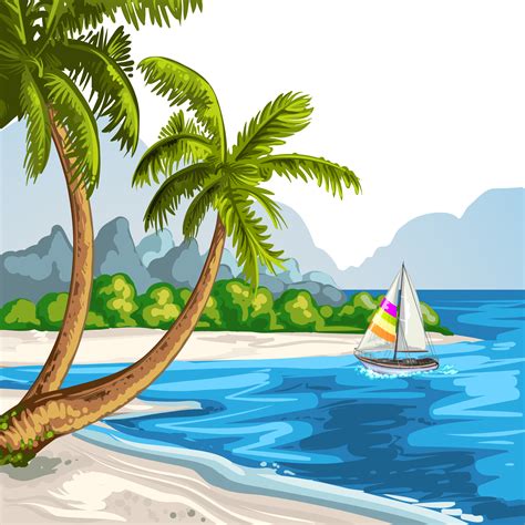 Drawing Beach Theatrical scenery Illustration - Vector Beach png ...