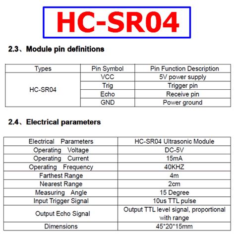 HC-SR04 Datasheet - Ultrasonic Ranging Detector Sensor