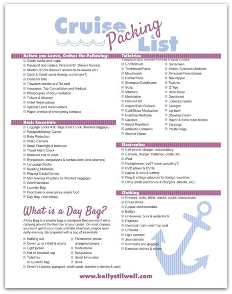 Cruise Packing List Printable & Tips to Help You Pack - Food Fun ...