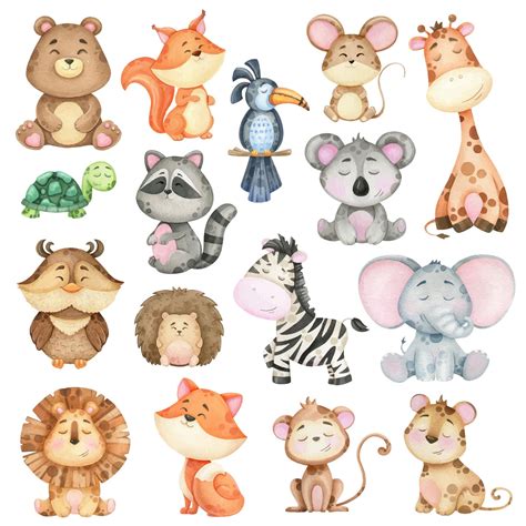 Premium Vector | Big collection of watercolor animals of the forest and ...