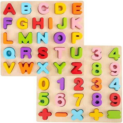 Alphabet Puzzle, WOOD CITY ABC Letter & Number Puzzles for Toddlers 1 2 ...