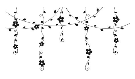 Hanging vines with flowers silhouette vector illustration. Simple ...