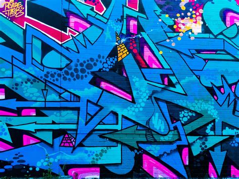 blue, pink, and black graffiti digital wallpaper #graffiti street art # ...