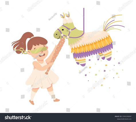 Funny Girl Striking Hitting Pinata Hanging Stock Vector (Royalty Free ...