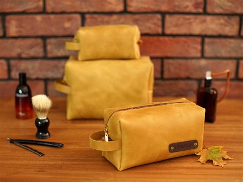 Personalized Dopp Kit for Men Leather Cosmetic Bag Mens - Etsy