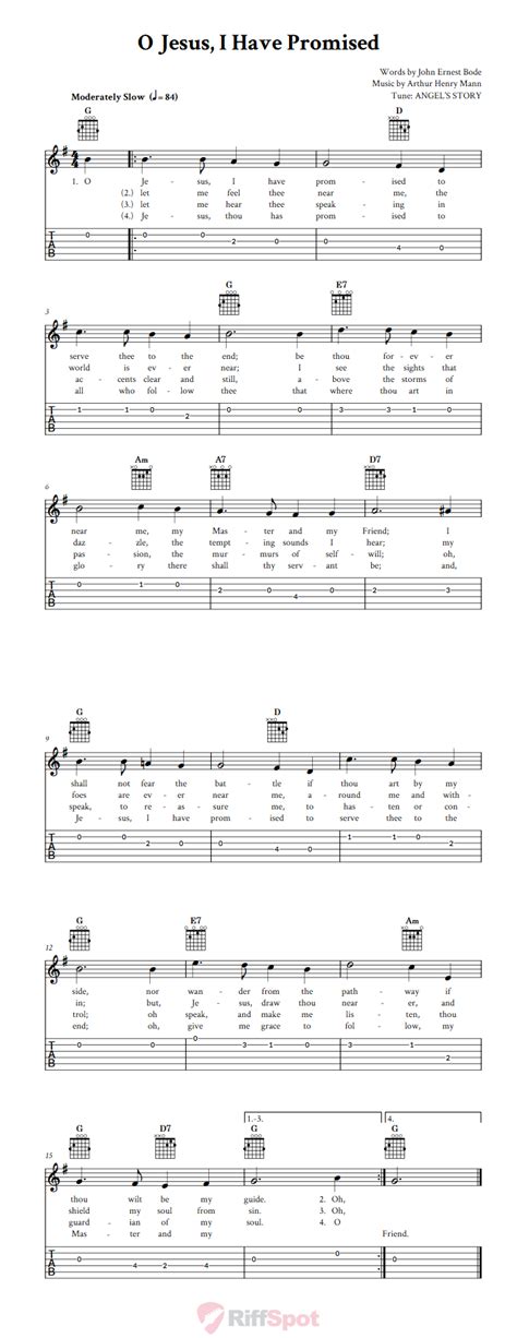 O Jesus, I Have Promised - Easy Guitar Sheet Music and Tab with Chords ...