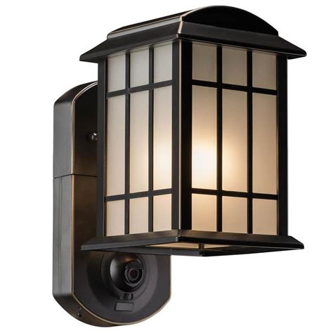 Craftsman Smart Security Oil Rubbed Bronze Metal and Glass Outdoor ...