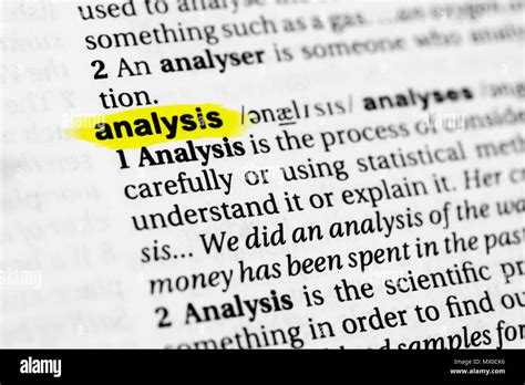 Highlighted English word "analysis" and its definition in the ...