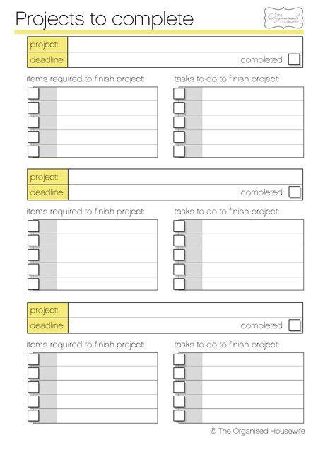 a printable project checklist with the words projects to complete and ...