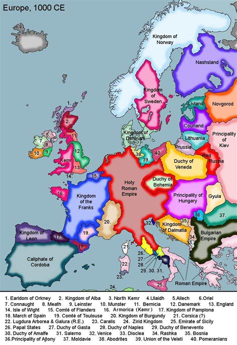 Historical Map of Europe, 1000 AD >> When I do some family history I ...