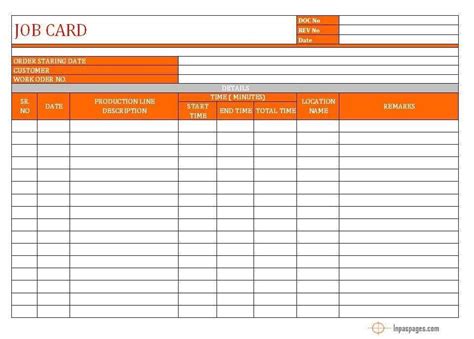 90 Customize Job Card Template Pdf for Ms Word for Job Card Template ...