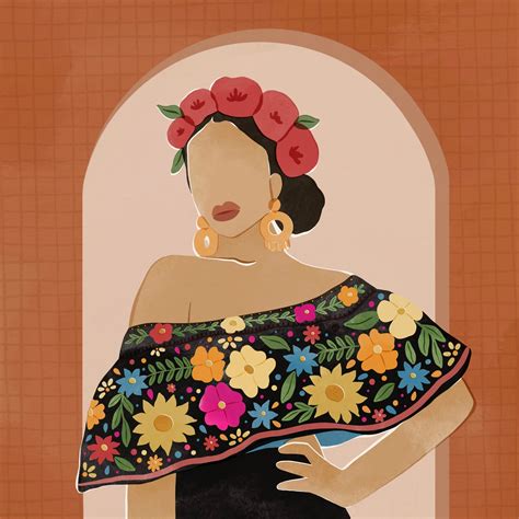 Mexican Womens Portrait Fashion Art Diversity Art - Etsy