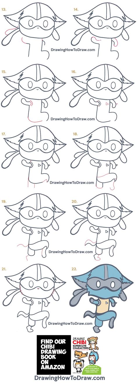 How to Draw a Cute Lucario (Kawaii / Chibi) from Pokemon with Easy Step ...