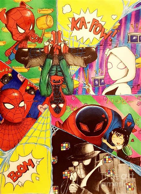 Spiderman into the Spiderverse Inspired Drawing Drawing by Victoria ...