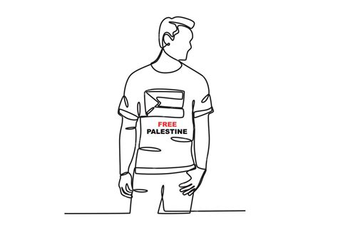 Premium Vector | A man defending palestine palestine solidarity oneline ...