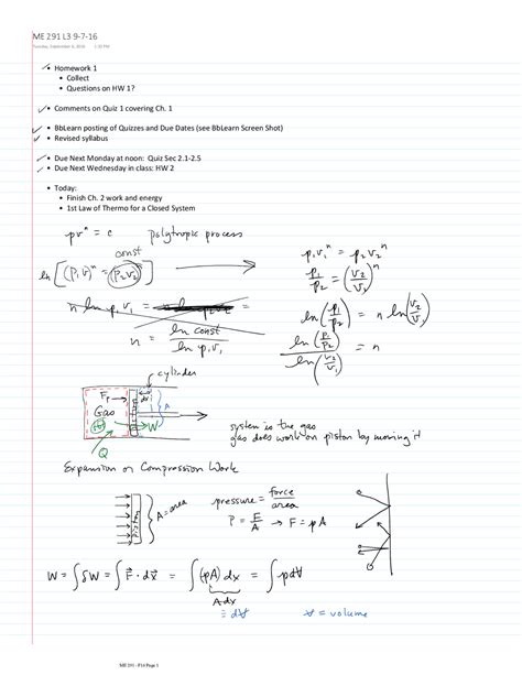 Work and Energy Thermodynamics Lecture - Docsity