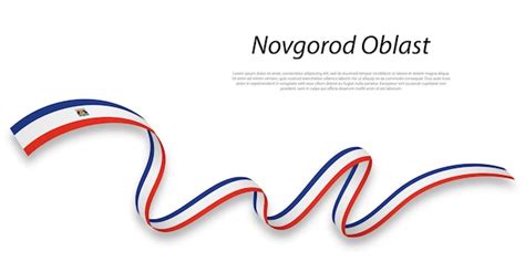 Premium Vector | Waving ribbon or stripe with flag of novgorod oblast