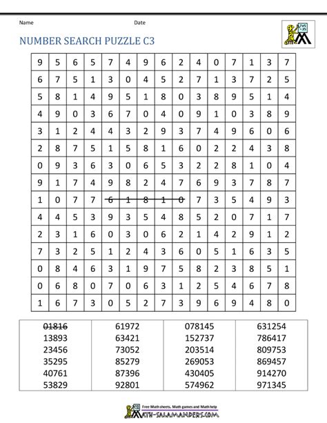 Number Search Printable - Printable Word Searches