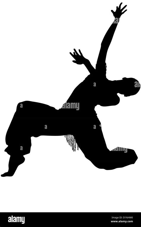 silhouette and girl in the pose of dance Stock Photo - Alamy