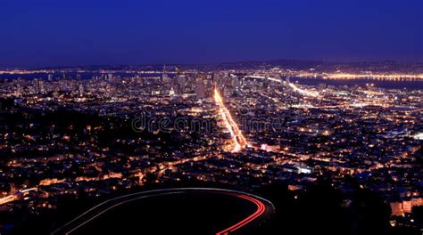 San Francisco - SF Night View from Twin Peaks Stock Photo - Image of ...