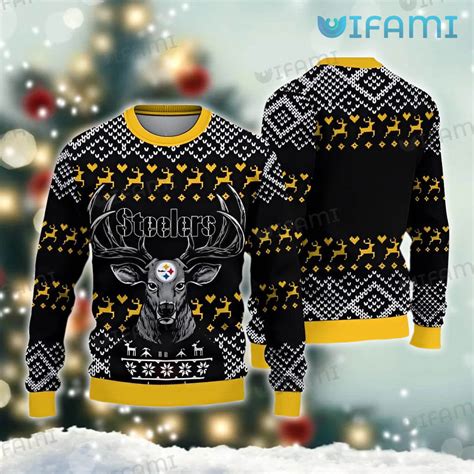 Steelers Christmas Sweater Reindeer Pattern Pittsburgh Steelers Gift ...